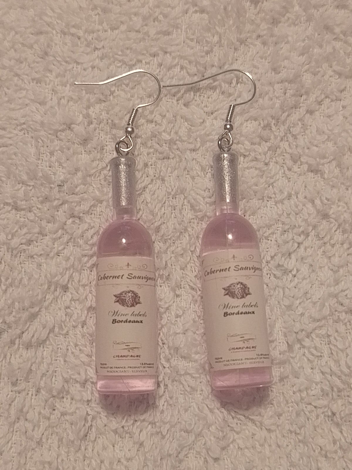 PINK WINE BOTTLE EARRINGS
