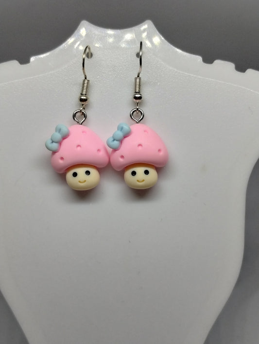 PINK MUSHROOM EARRINGS