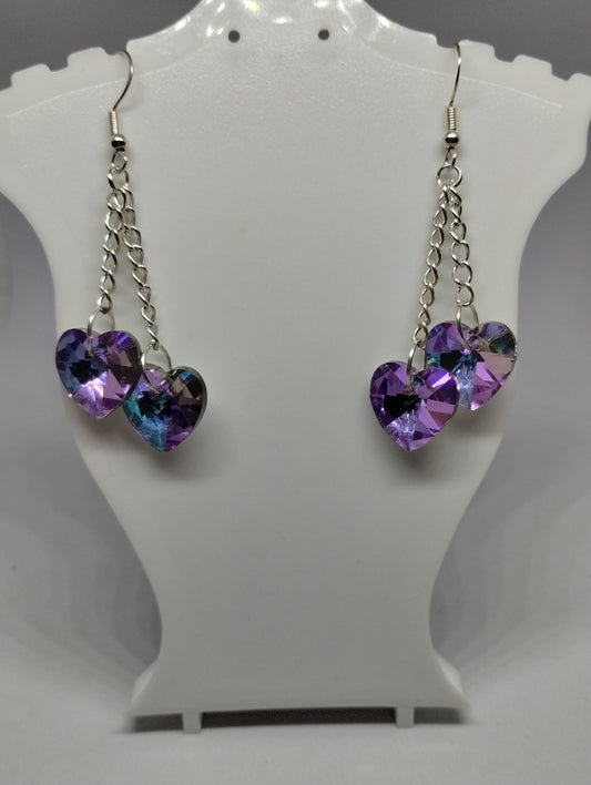 RAINBOW HEMATITE HEART EARRINGS