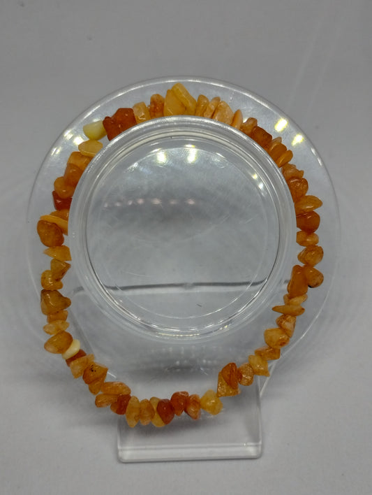 ORANGE QUARTZ CHIP BEAD BRACELET