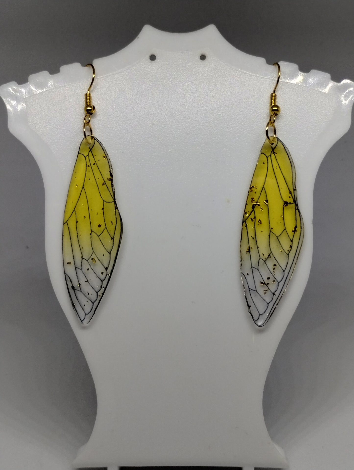 YELLOW INSECT WING EARRINGS