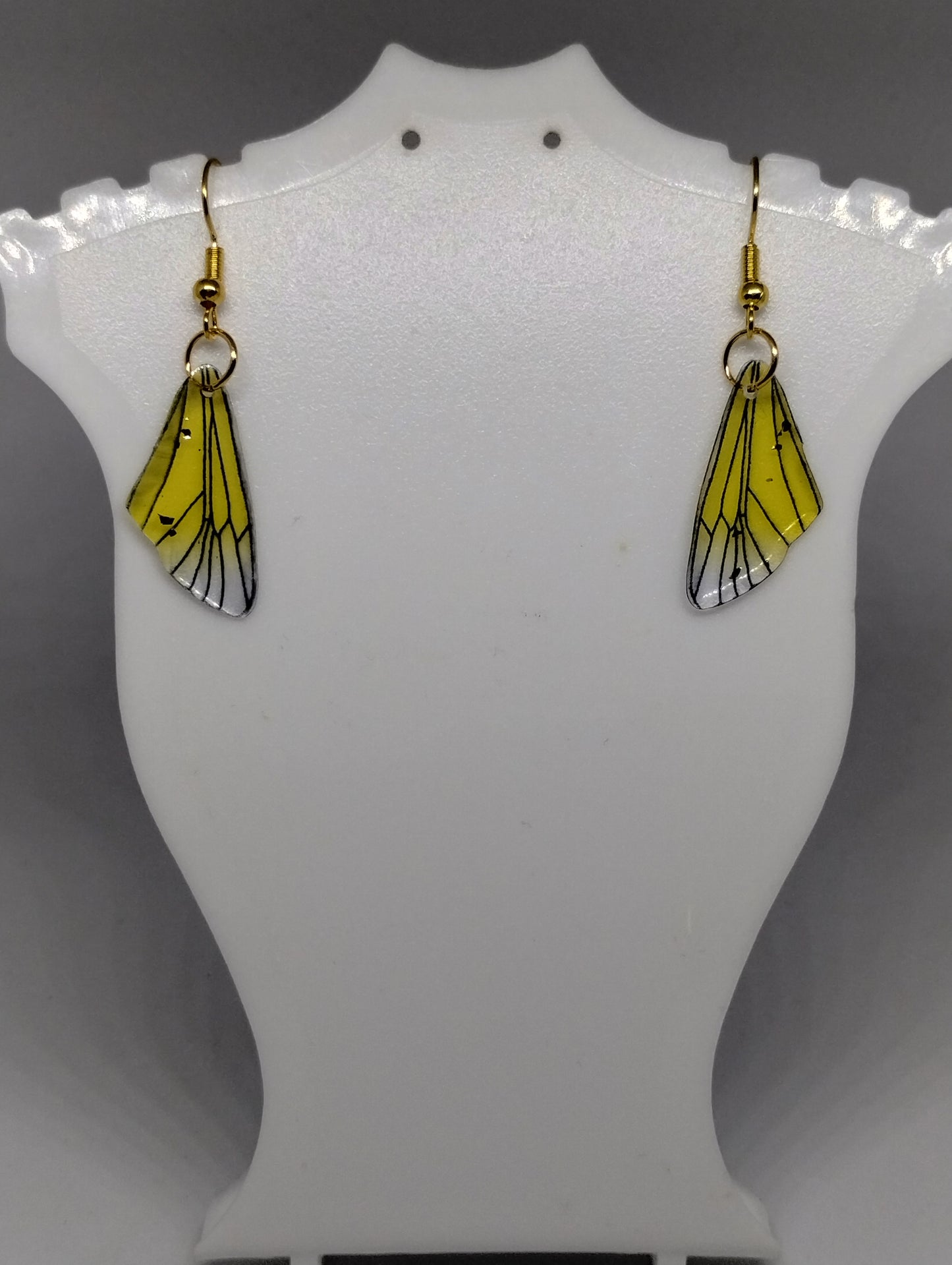 YELLOW INSECT WINGS EARRINGS