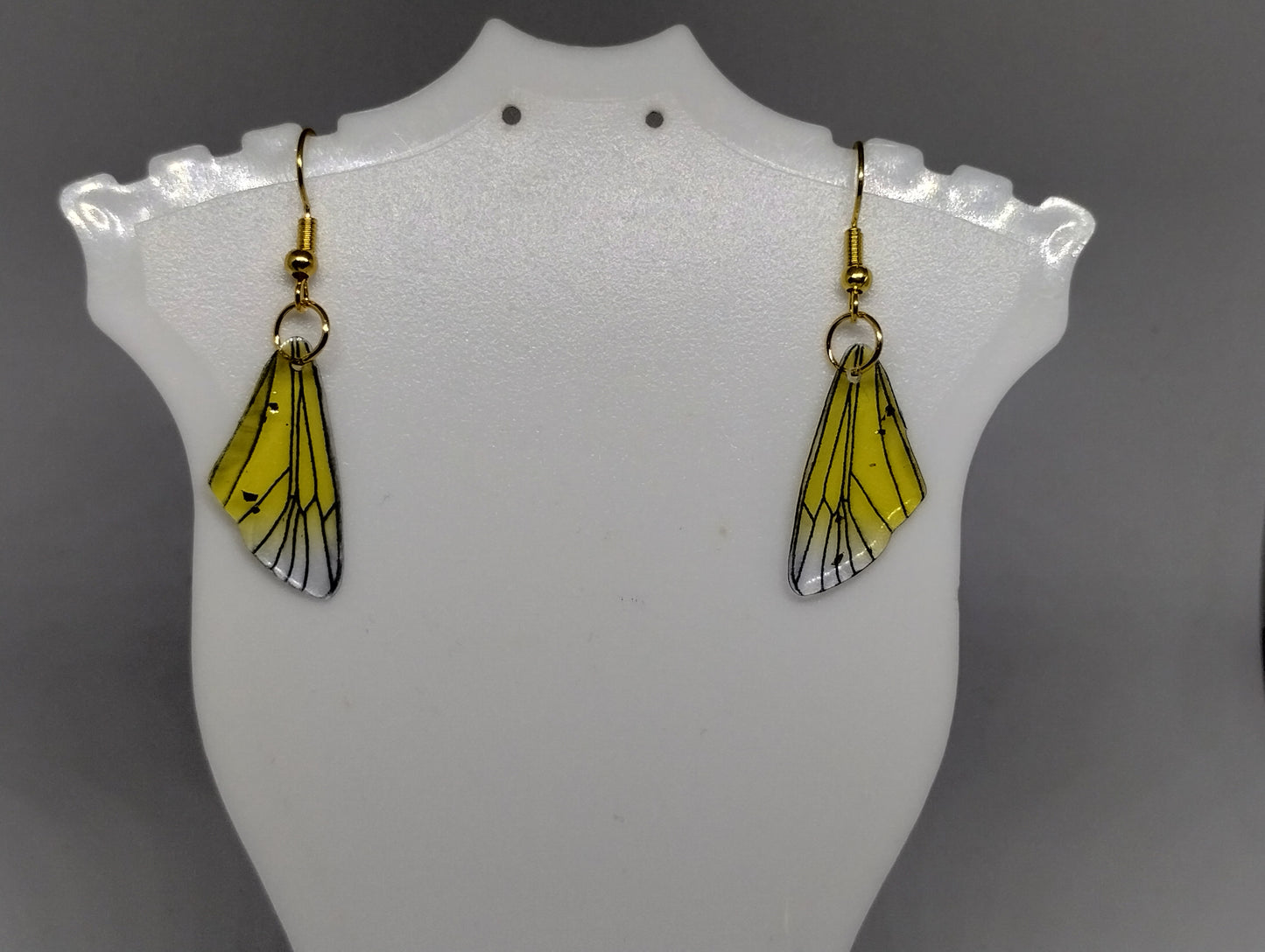 YELLOW INSECT WINGS EARRINGS