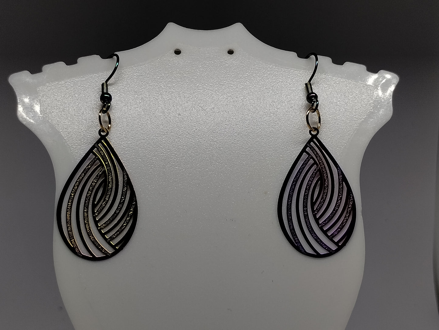 RAINBOW HEMATITE TEAR DROP EARRINGS