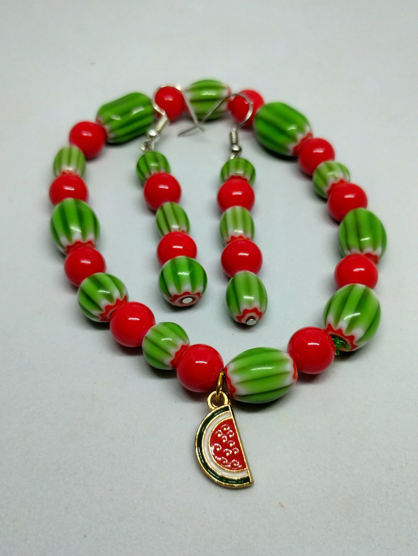 WATERMELON BRACELET AND EARRINGS SET