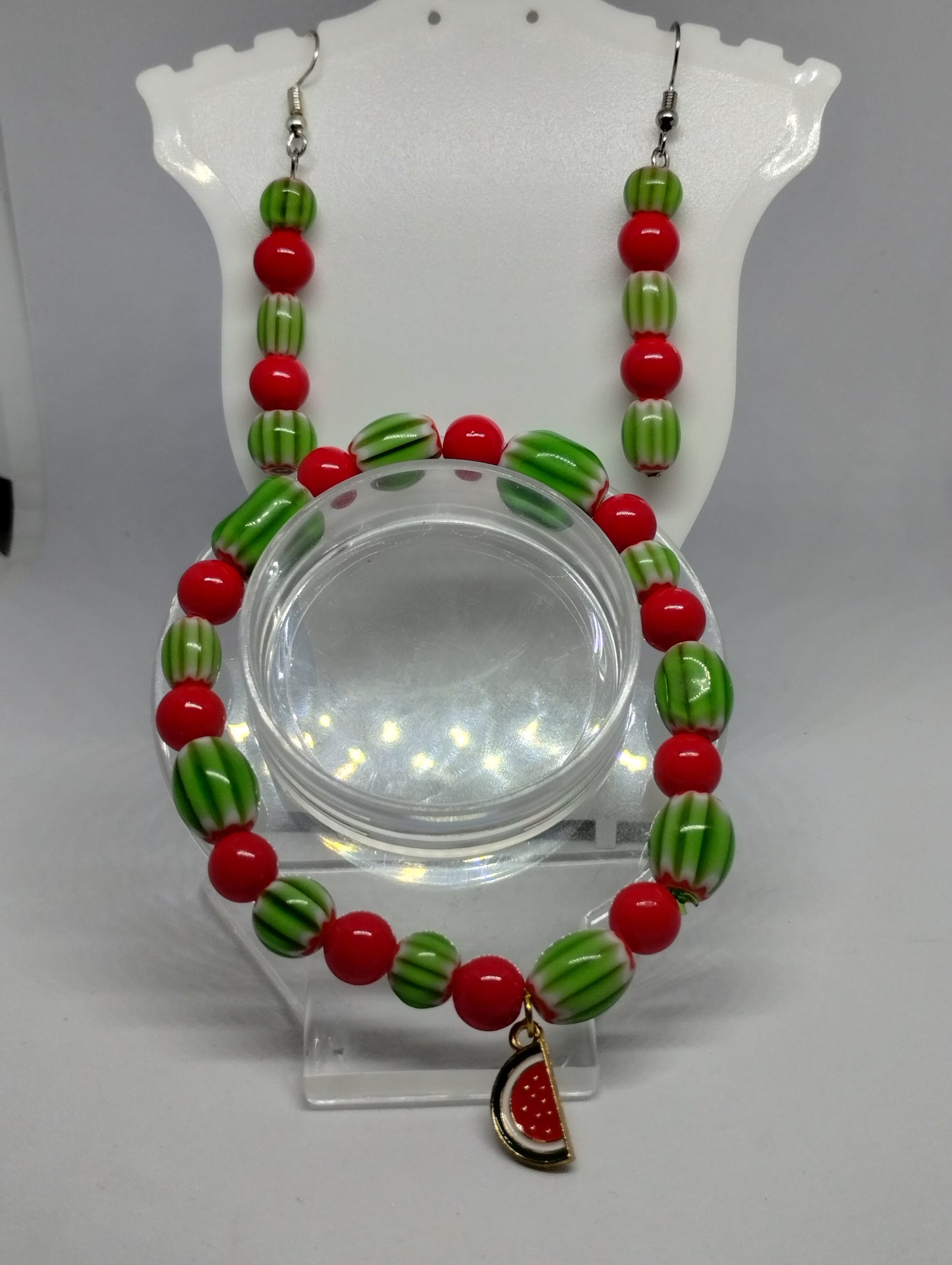 WATERMELON BRACELET AND EARRINGS SET