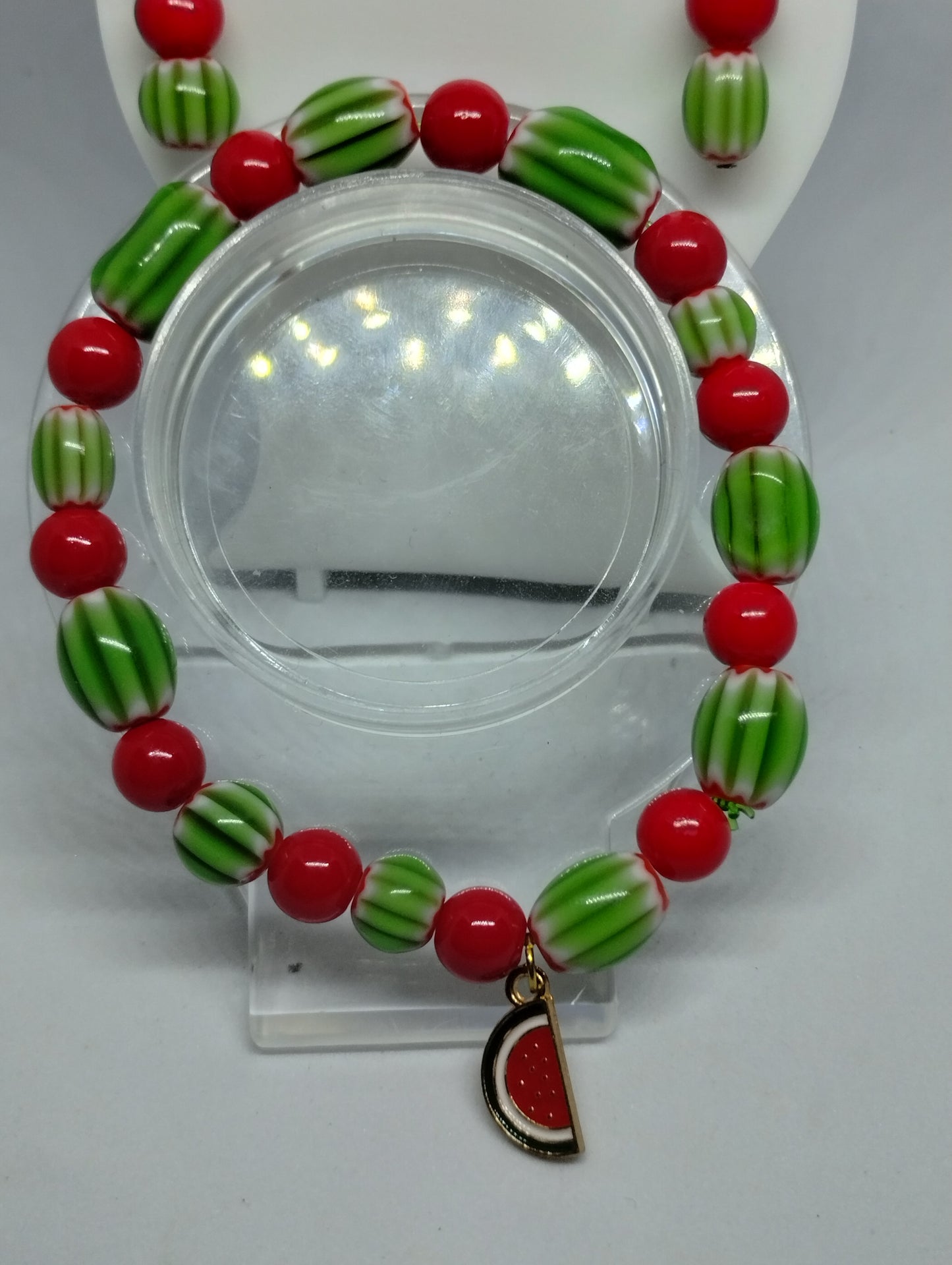 WATERMELON BRACELET AND EARRINGS SET