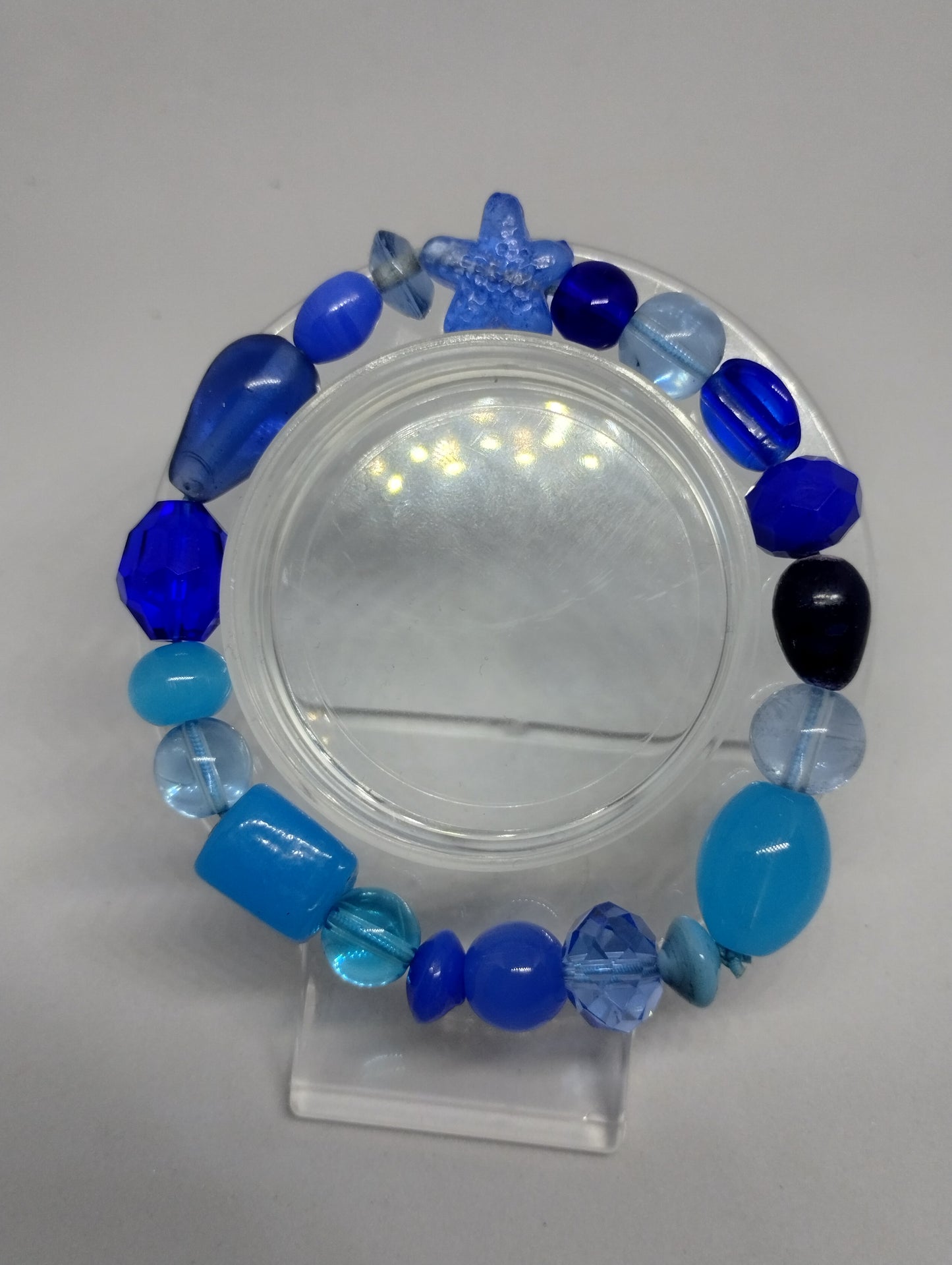 BLUE GLASS BRACELET AND EARRINGS SET