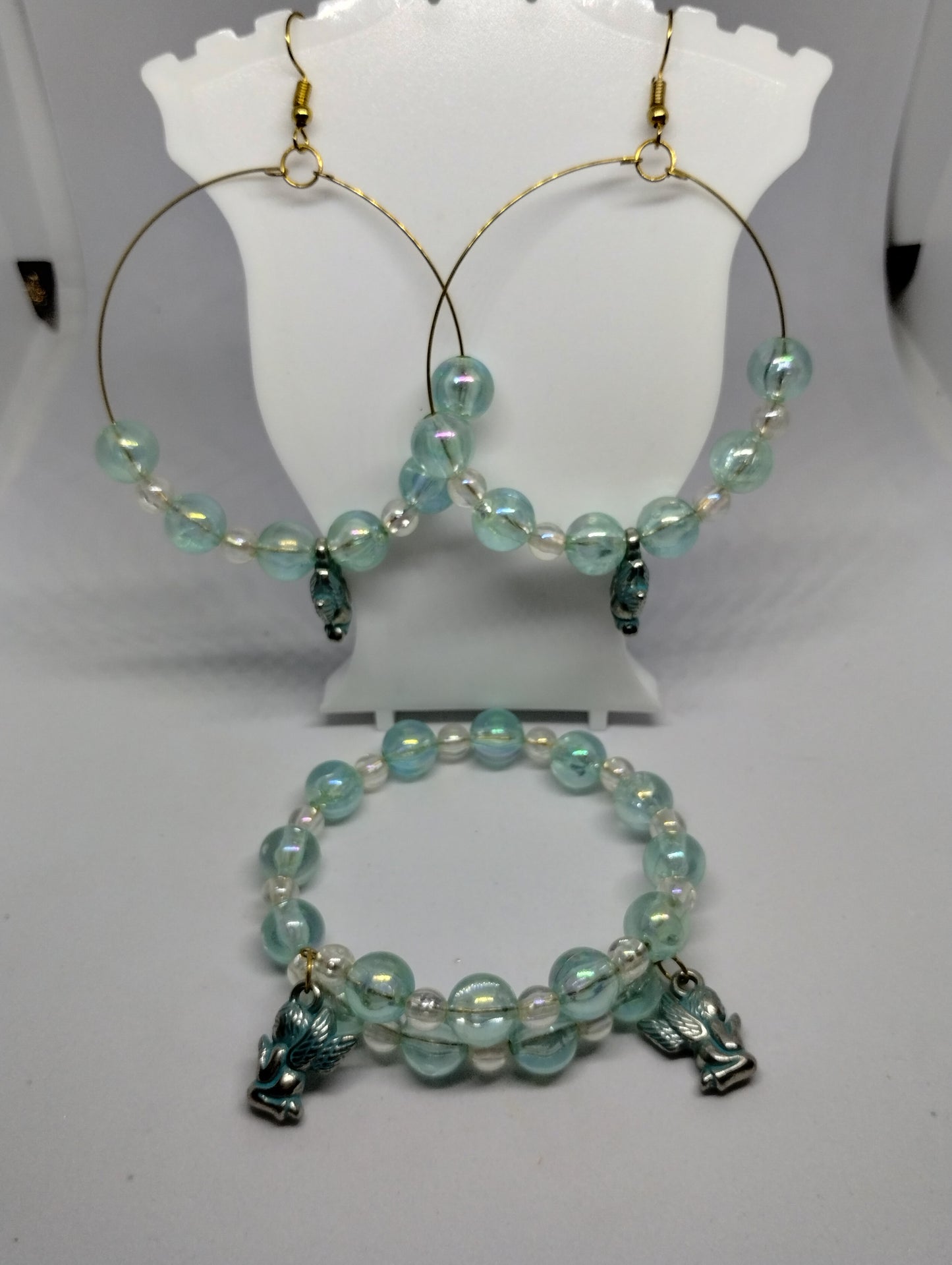 BLUE ANGEL BRACELET AND EARRINGS SET