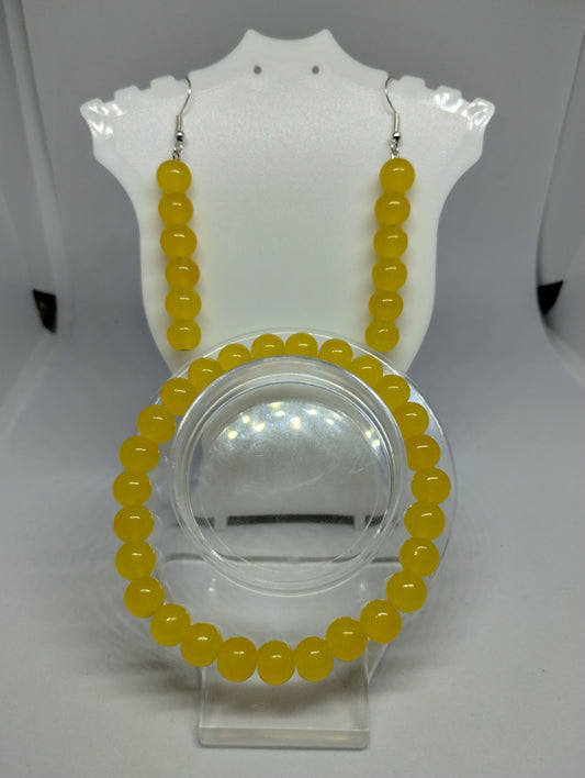 YELLOW BRACELET AND EARRINGS SET