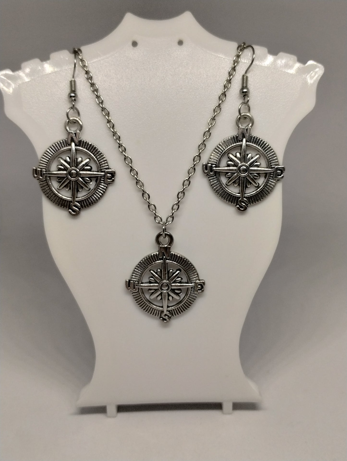 COMPASS NECKLACE AND EARRING SET