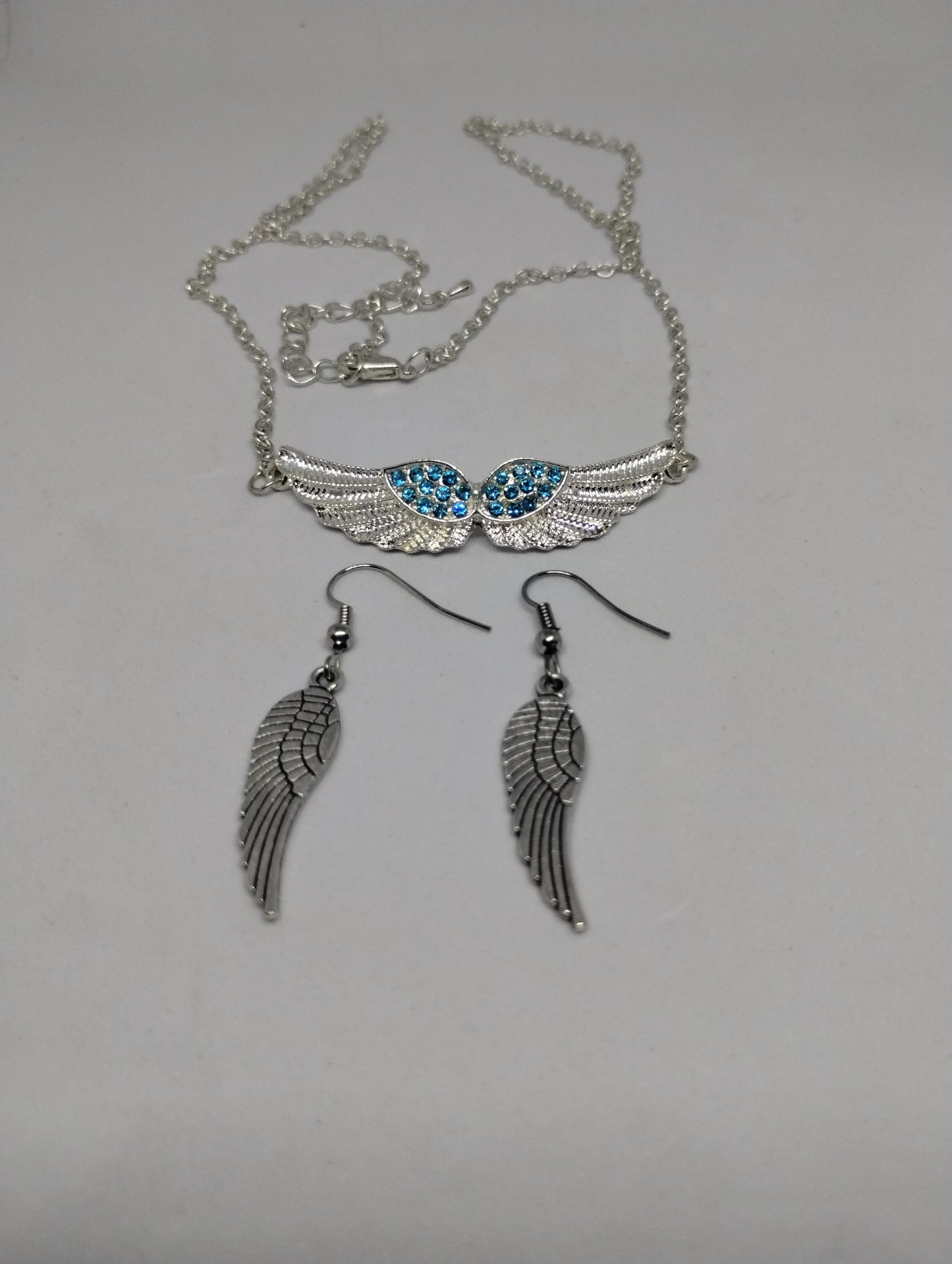 ANGEL WING NECKLACE AND EARRING SET