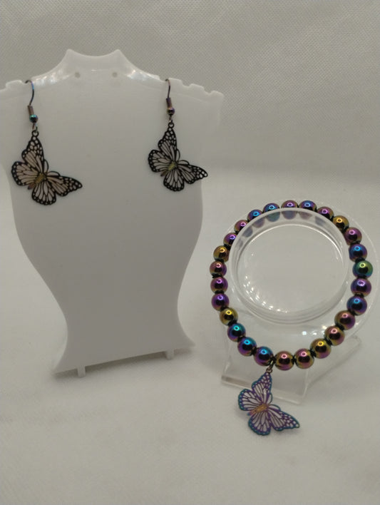 BUTTERFLY BRACELET AND EARRINGS SET