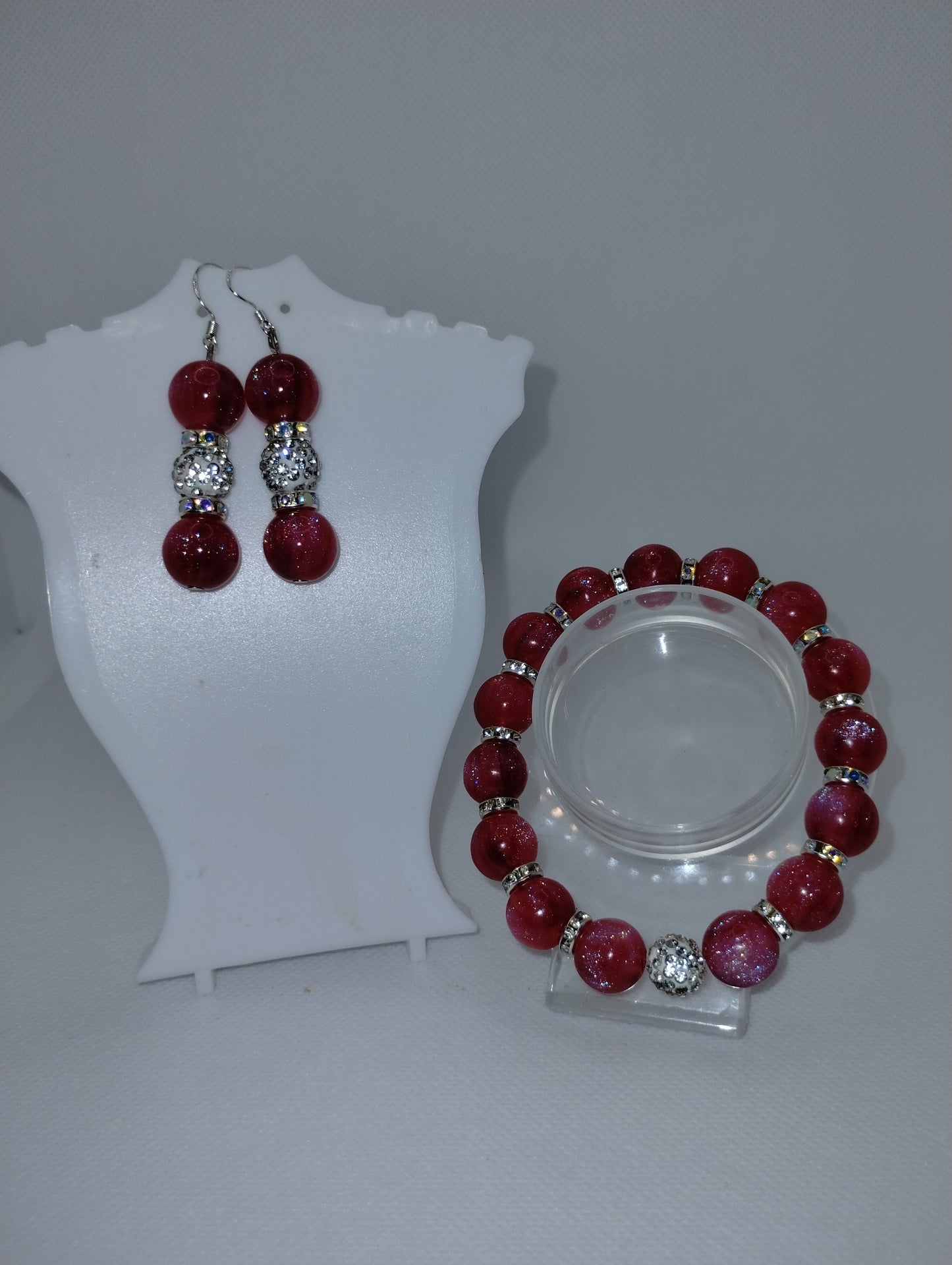 SPACE RED BRACELET AND EARRINGS SET