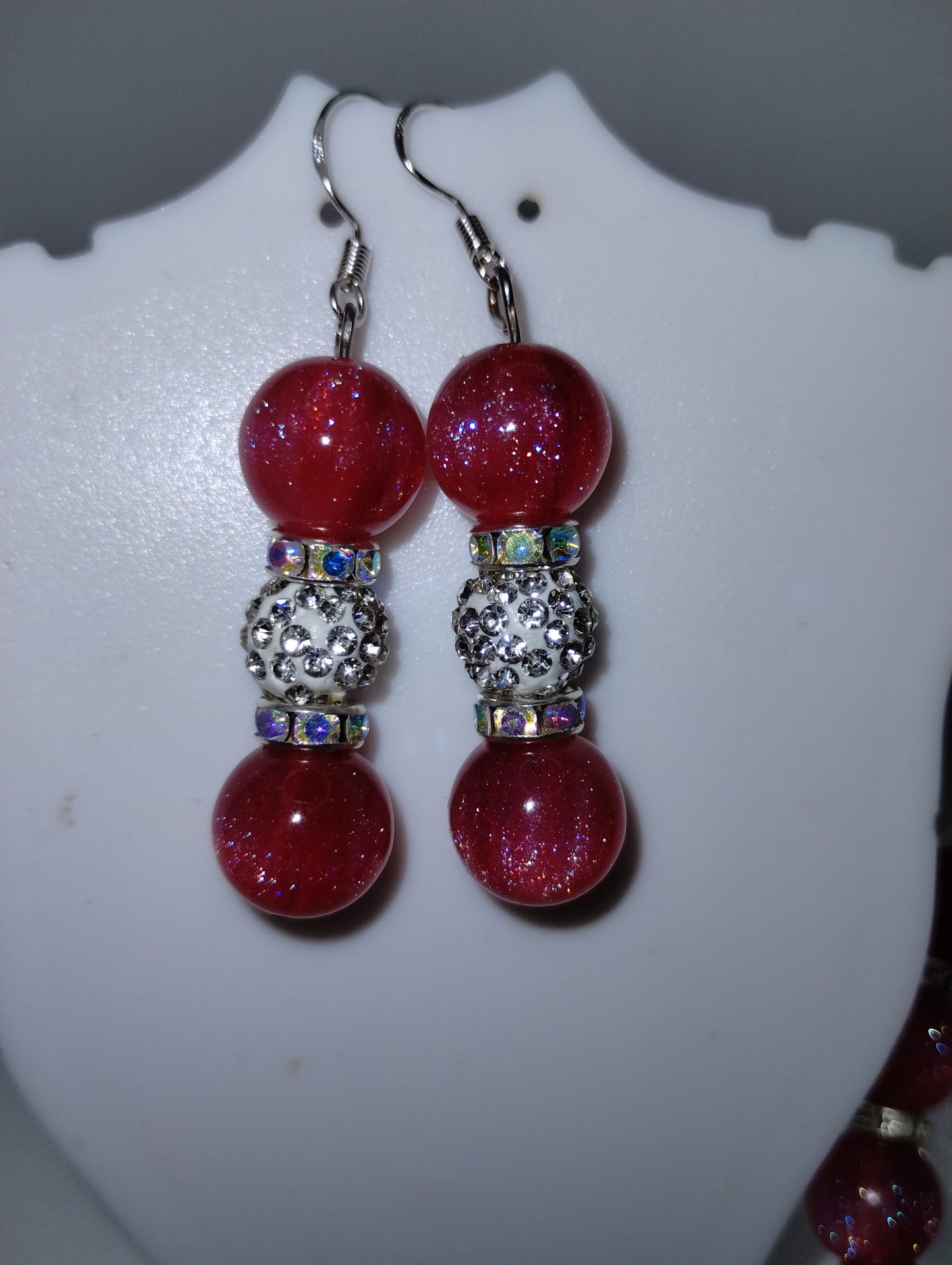 SPACE RED BRACELET AND EARRINGS SET