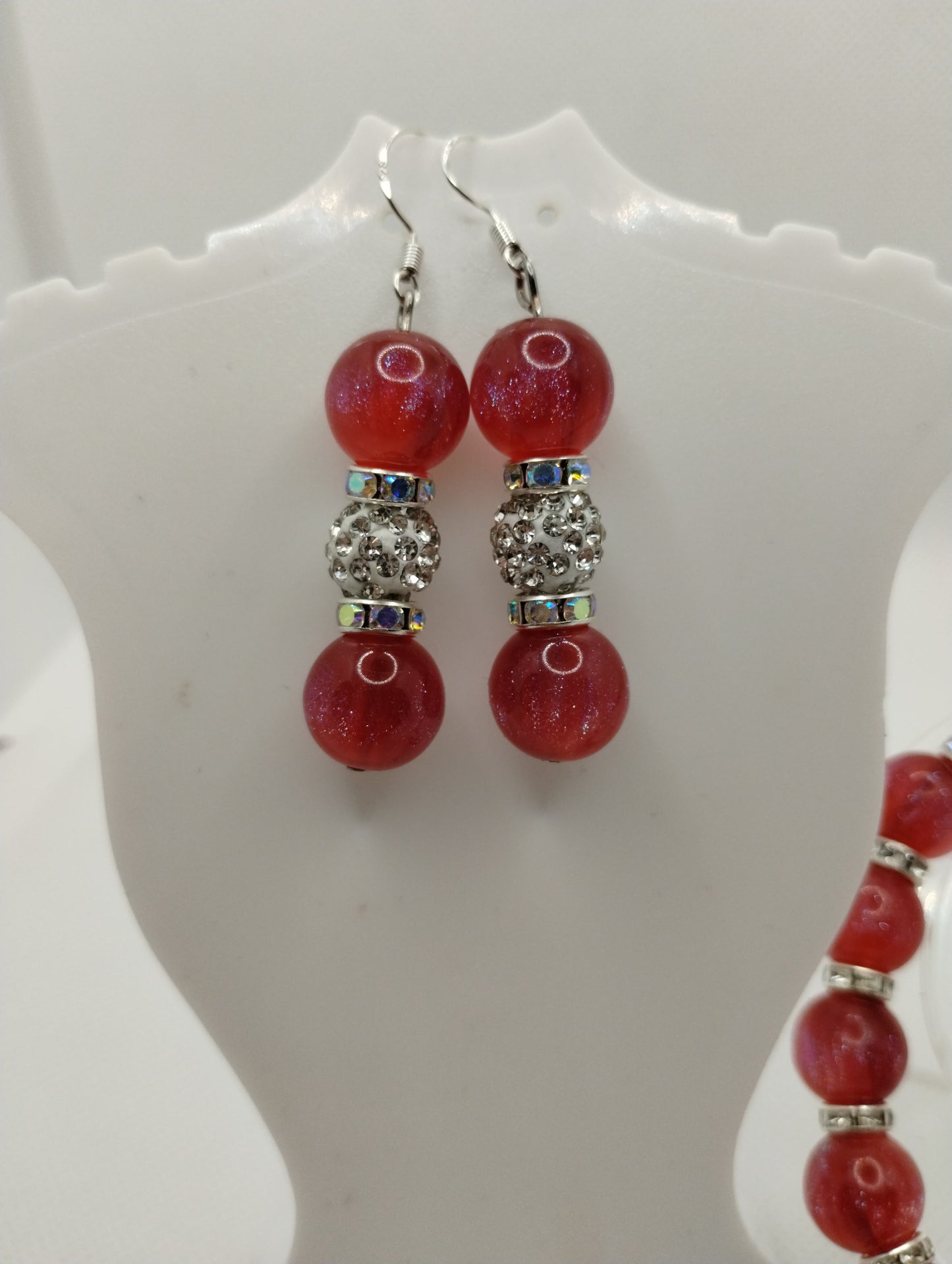 SPACE RED BRACELET AND EARRINGS SET