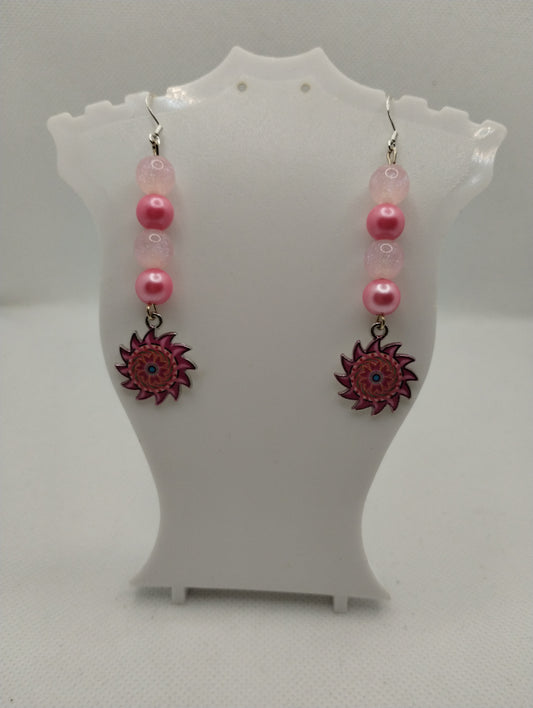 PINK DRIPPING OIL GEARS EARRINGS