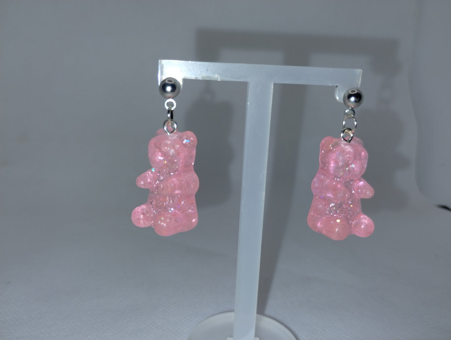 PINK GLITTERY GUMMY BEAR EARRINGS