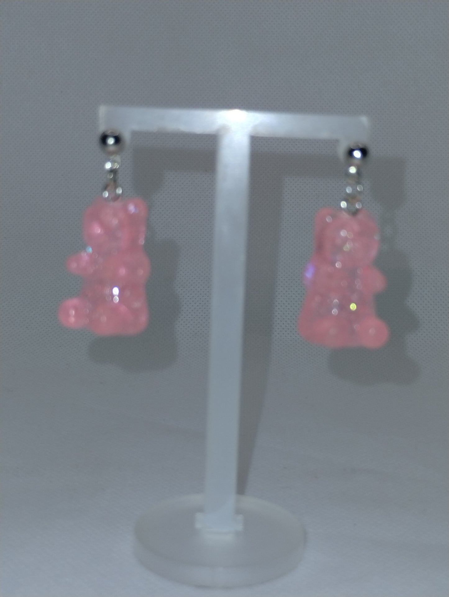 PINK GLITTERY GUMMY BEAR EARRINGS