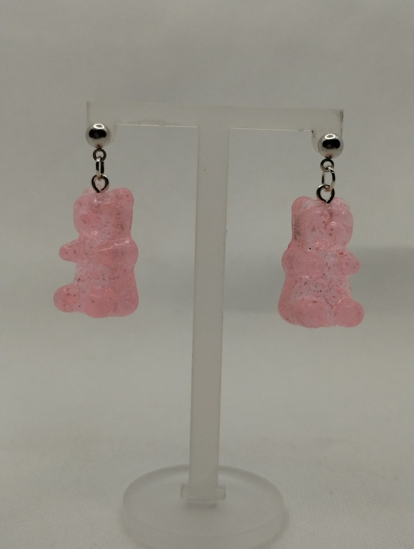 PINK GLITTERY GUMMY BEAR EARRINGS