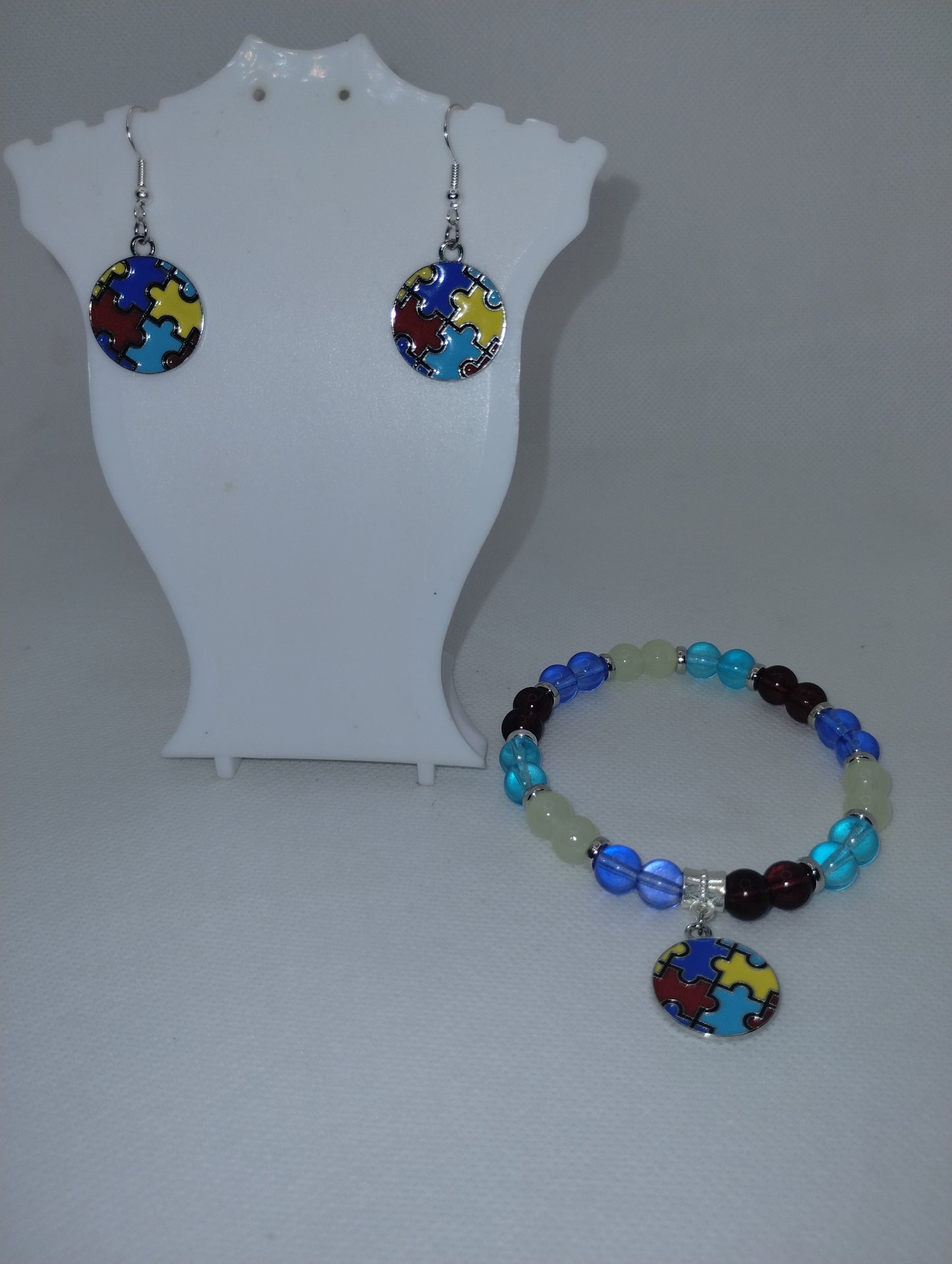 AUSTIM AWARNESS BRACELET AND EARRINGS SET