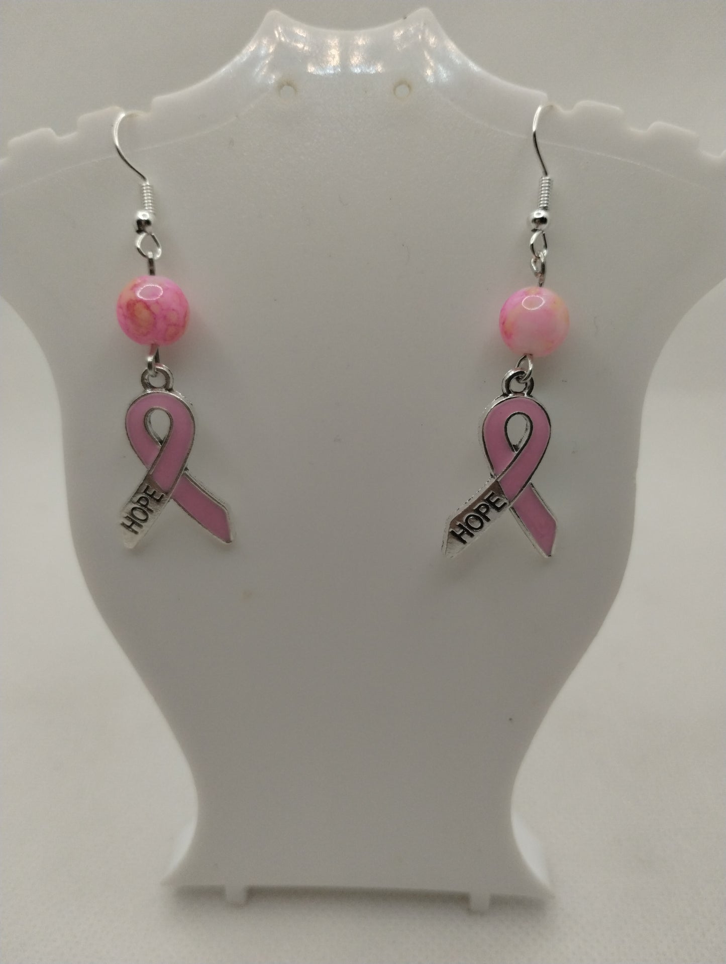 BREAST CANCER AWARENESS BRACELET AND EARRINGS SET