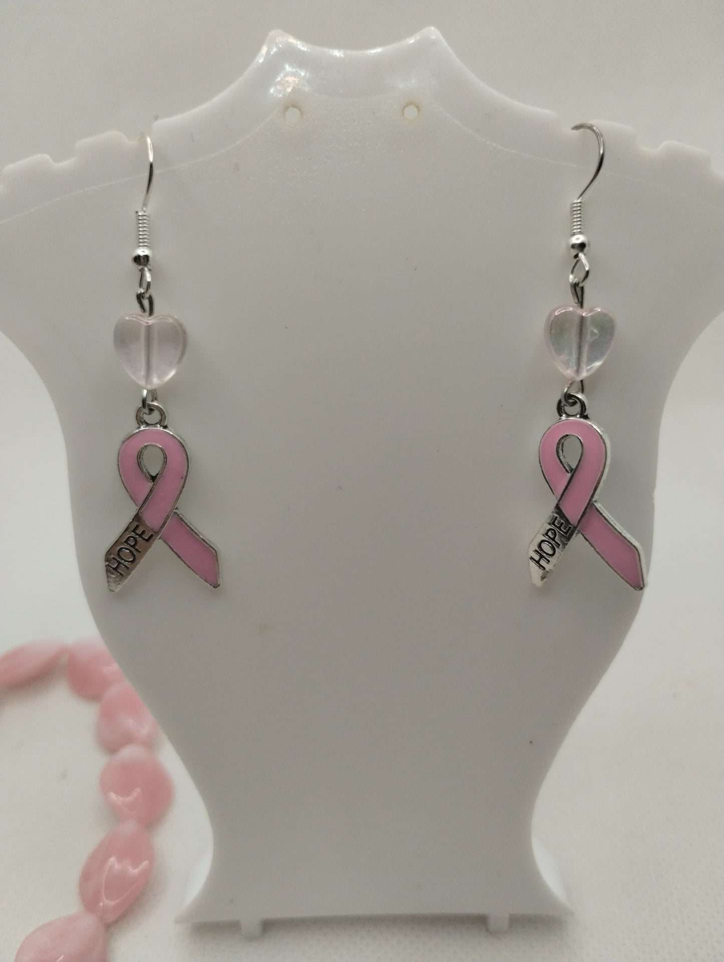 BREAST CANCER AWARENESS BRACELET AND EARRINGS SET