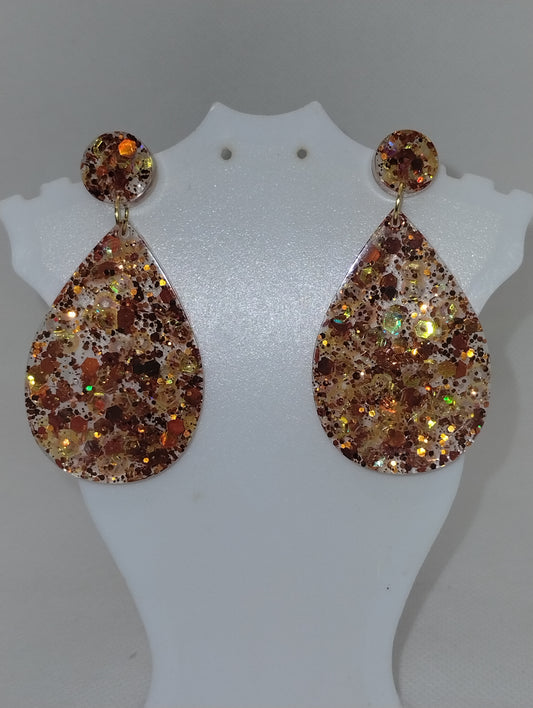 GOLD AND ORANGE WATER DROP EARRINGS