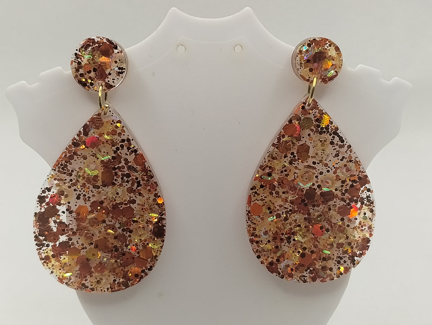 GOLD AND ORANGE WATER DROP EARRINGS