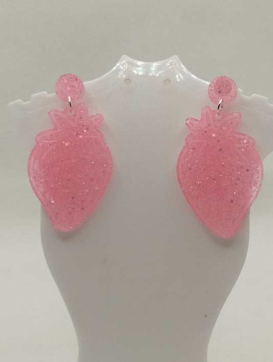 PINK STRAWBERRY EARRINGS