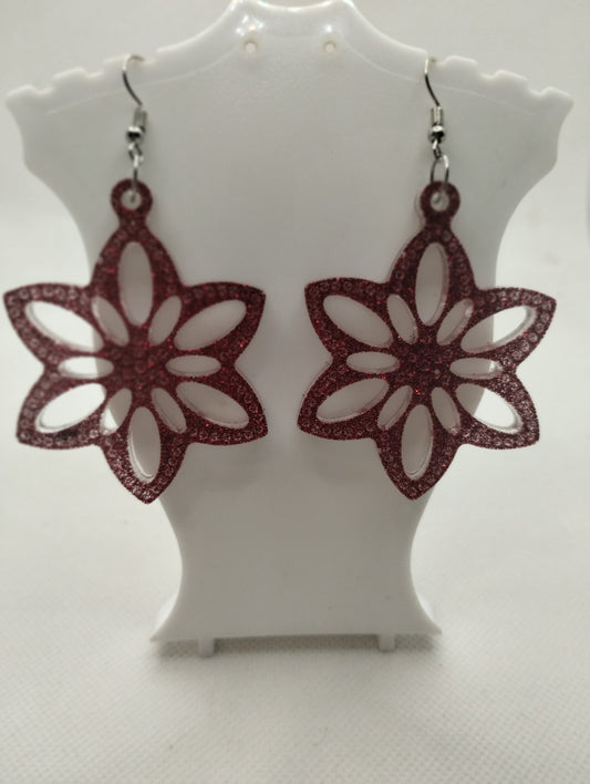 SHINY RED STAR EARRINGS