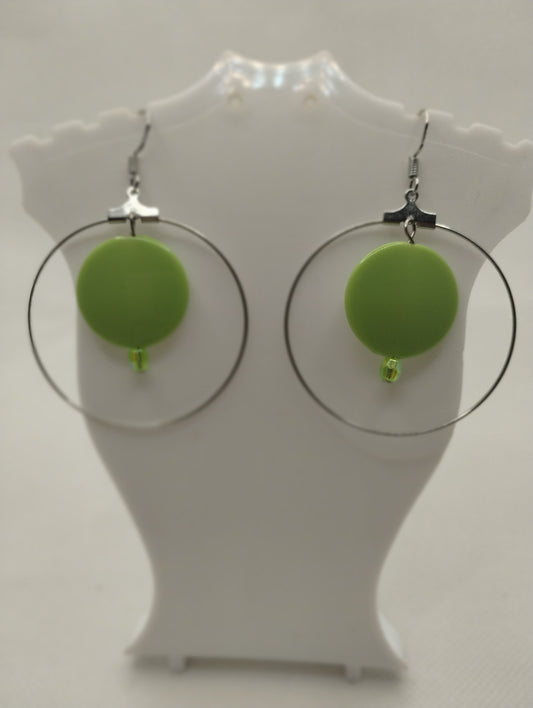 BRIGHT GREEN CIRCLE EARRINGS