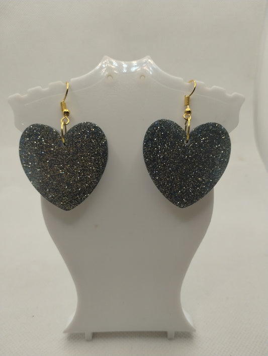 GOLD AND BLUE HEART EARRINGS