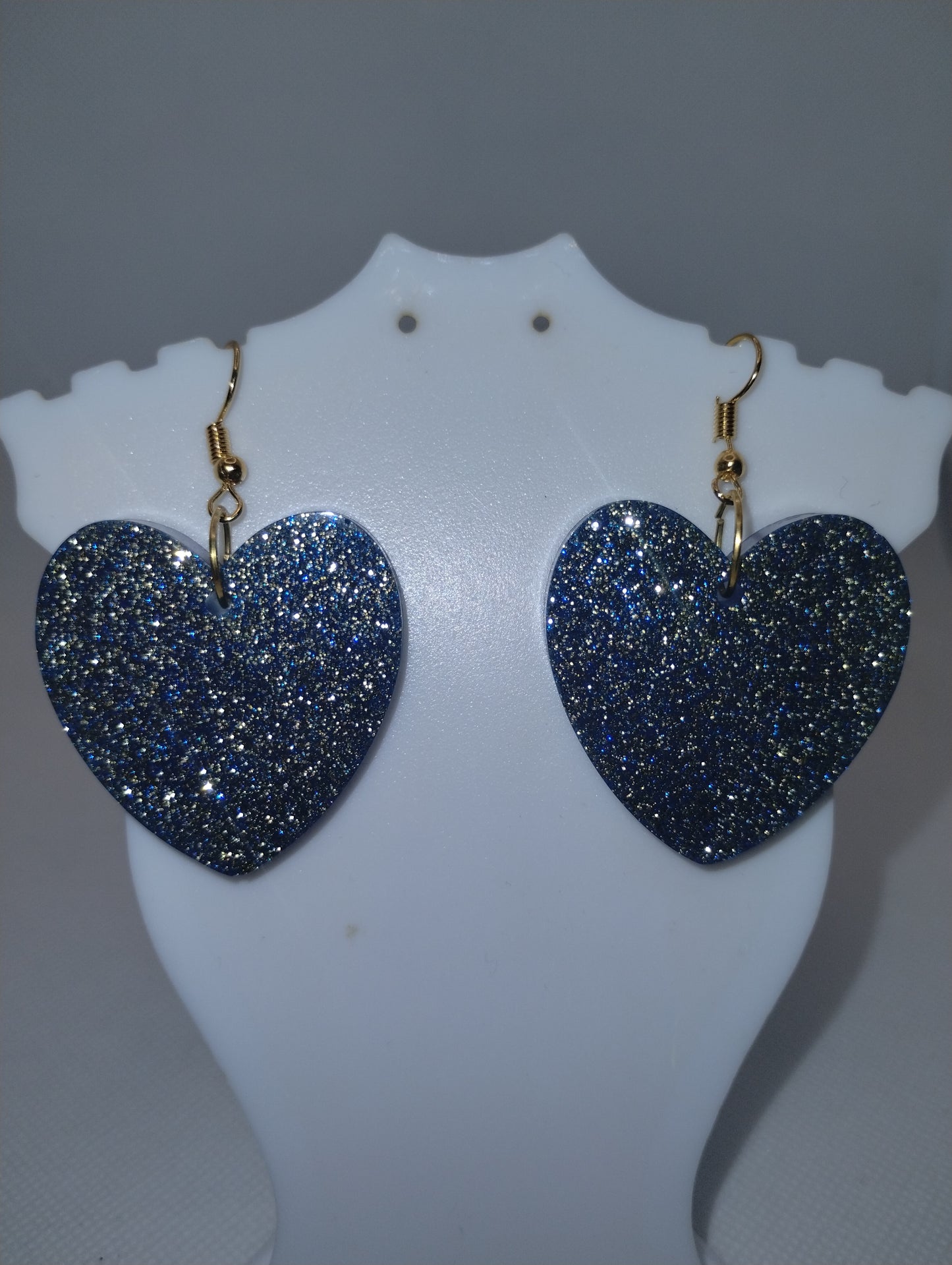 GOLD AND BLUE HEART EARRINGS