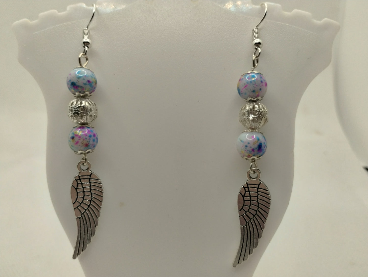 BLUE AND PINK ANGEL WING EARRINGS