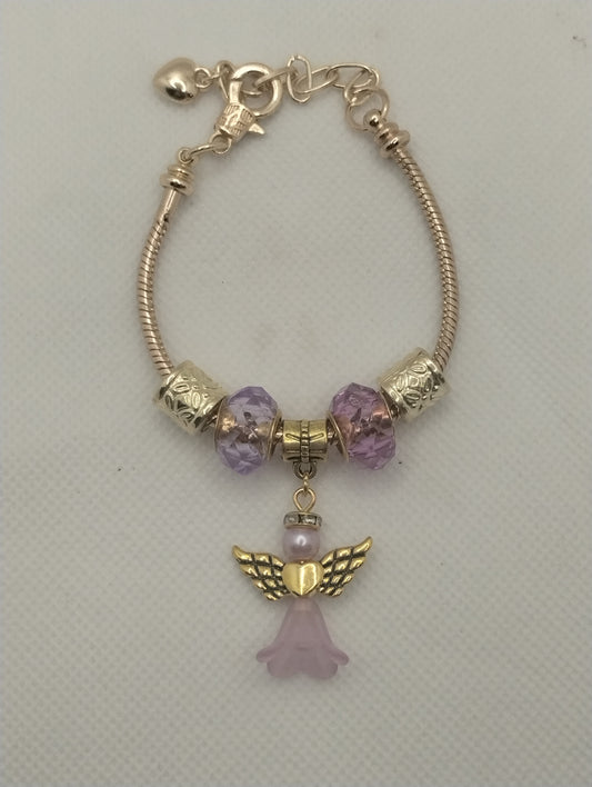 PURPLE AND GOLD EUROPEAN STYLE BRACELET