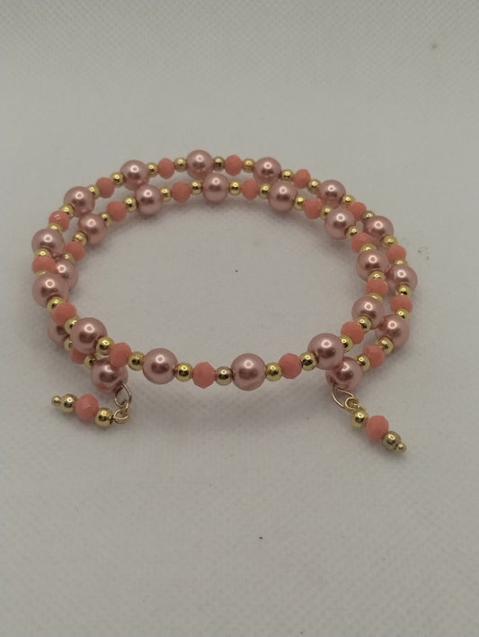 ORANGE AND GOLD WIRE BRACELET