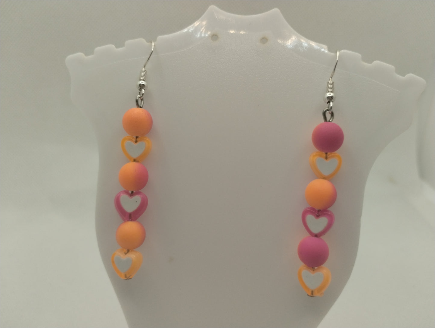 PINK AND ORANGE HEART EARRINGS