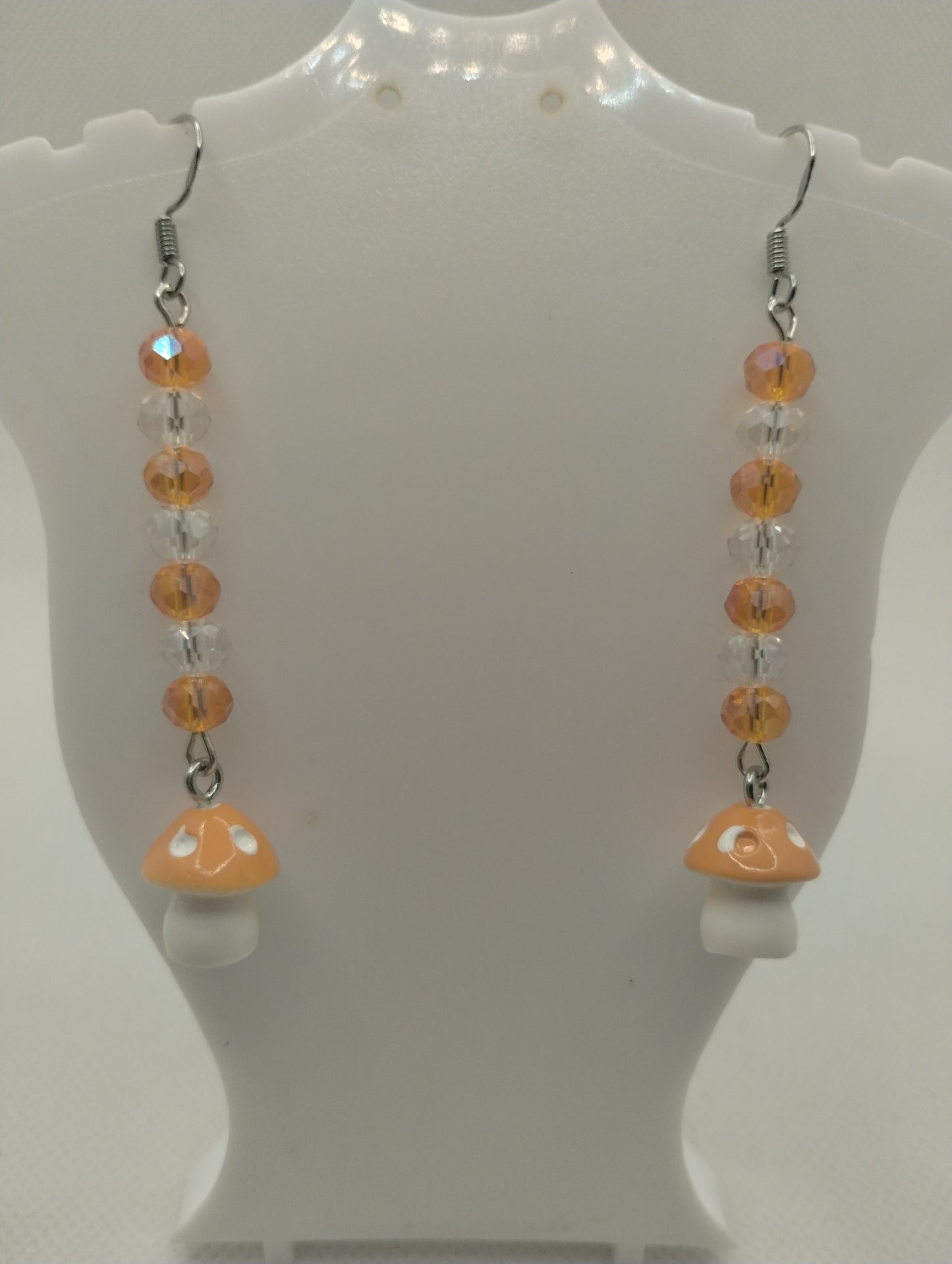 ORANGE AND WHITE MUSHROOM EARRINGS