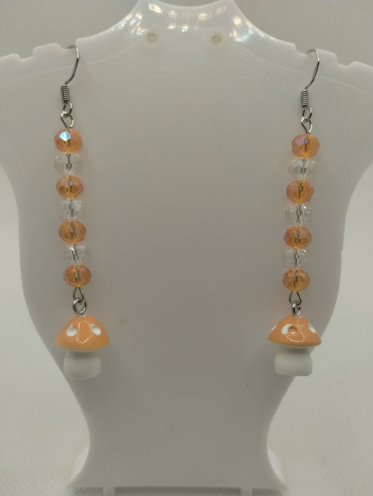 ORANGE AND WHITE MUSHROOM EARRINGS