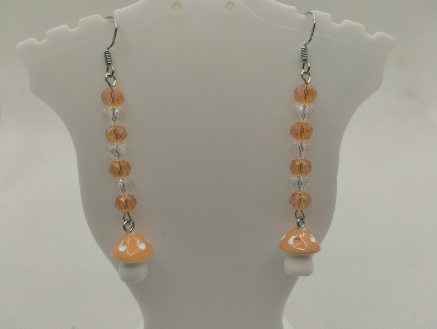 ORANGE AND WHITE MUSHROOM EARRINGS