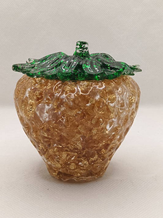 GREEN AND GOLD RESIN STRAWBERRY