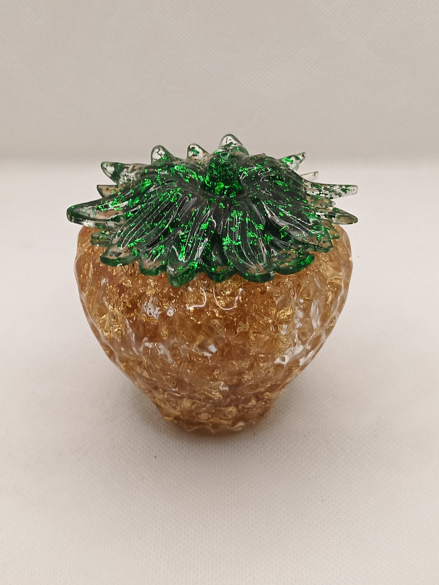 GREEN AND GOLD RESIN STRAWBERRY
