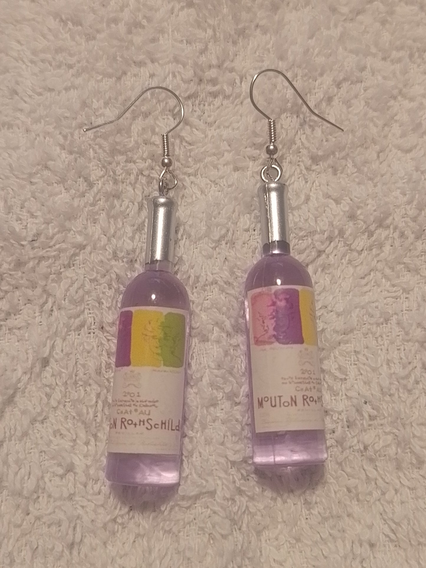 PURPLE WINE BOTTLE EARRINGS
